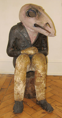 After Lorca,seated figure ceramic sculpture by Meri Wells